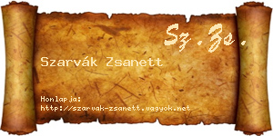 Szarvák Zsanett névjegykártya