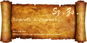 Szarvák Zsanett névjegykártya